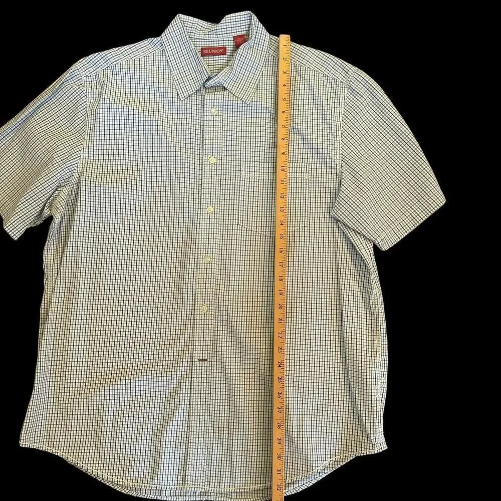 Reunion Men's Plaid Short Sleeve Button Down Shirt XL